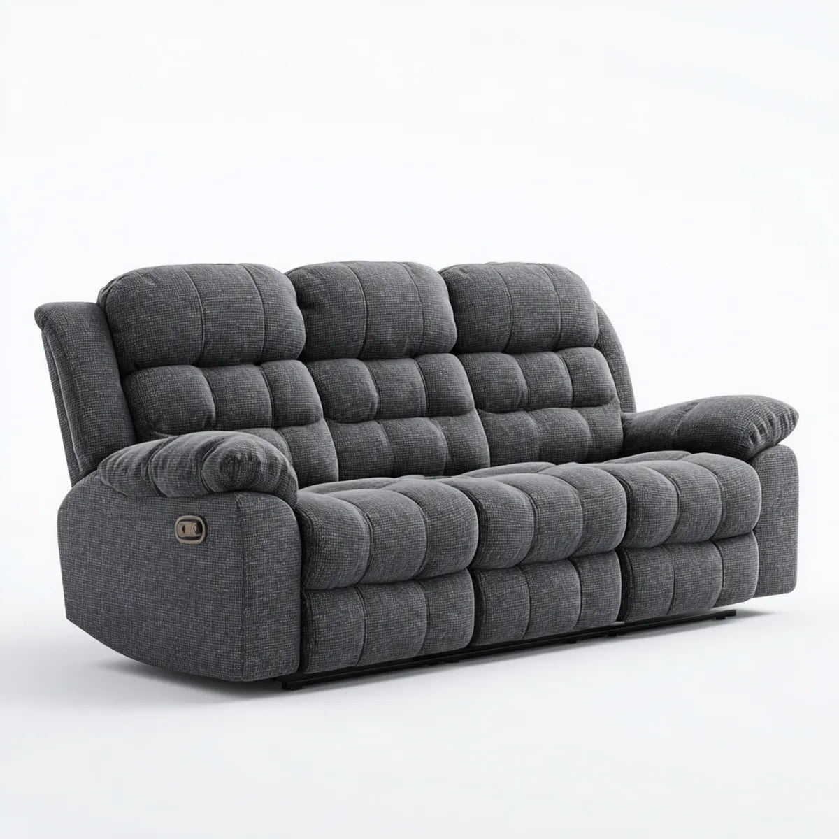 Divano reclinabile manuale 3 posti grigio in poliestere forma rettangolare 205 x 95 x 102 cm