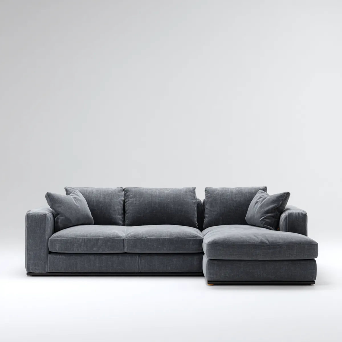 Divano angolare 3 posti grigio scuro in poliestere con penisola destra a L 250 x 160 x 85 cm