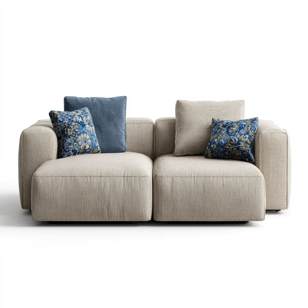 Divano 2 posti beige 200 x 100 x 85 cm in poliestere rettangolare