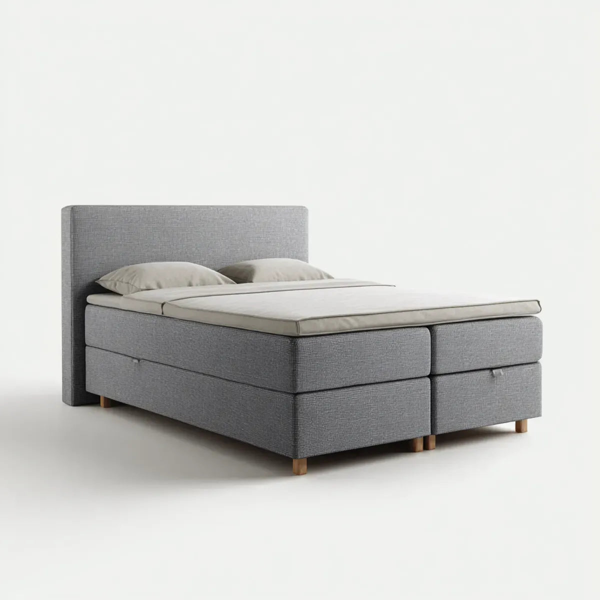 Letto contenitore matrimoniale grigio 180 x 200 cm in poliestere con testiera rettangolare