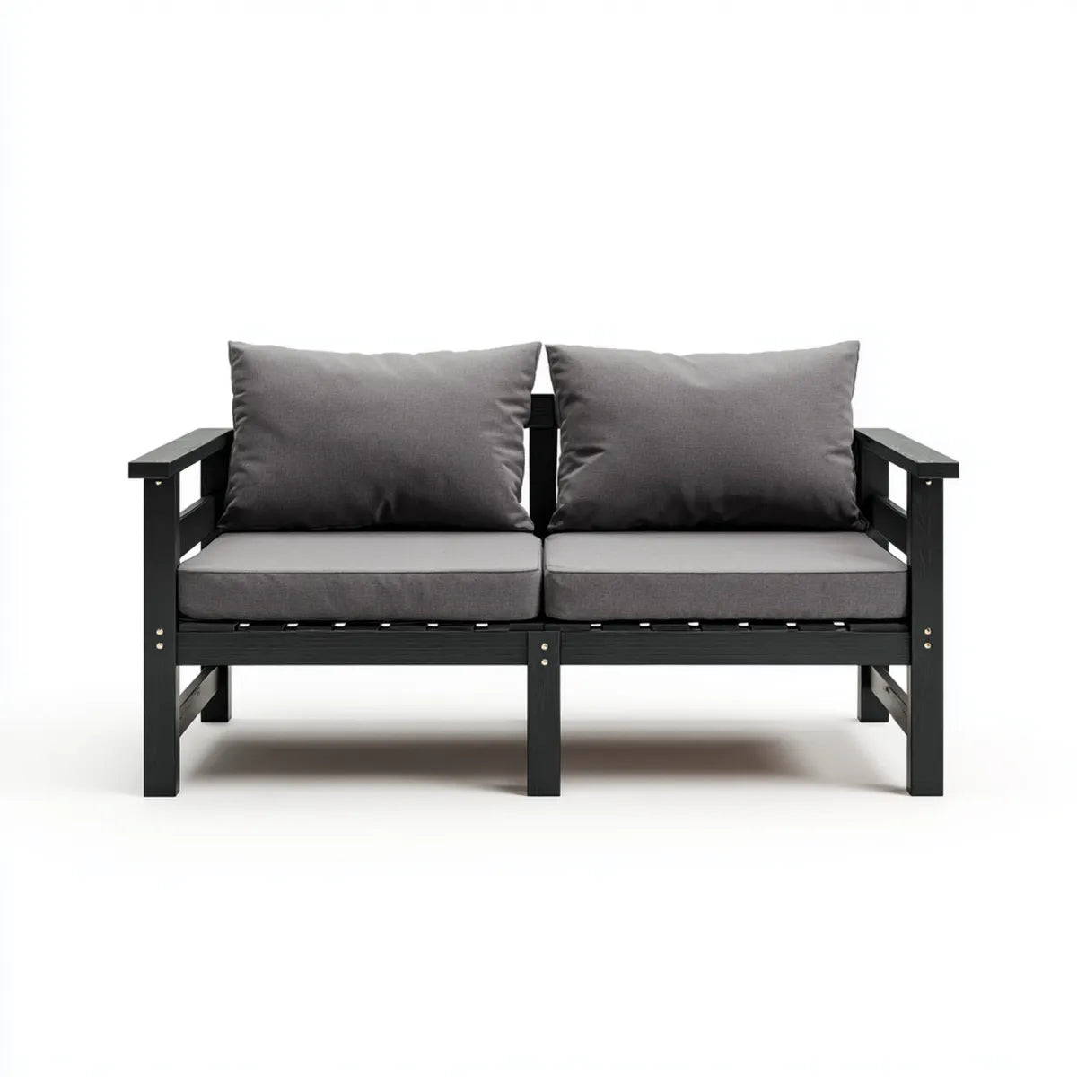 Divano 2 posti grigio antracite in legno massello rettangolare 124 x 70 x 75 cm
