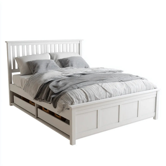 Letto matrimoniale contenitore bianco 160 x 200 cm in MDF rettangolare