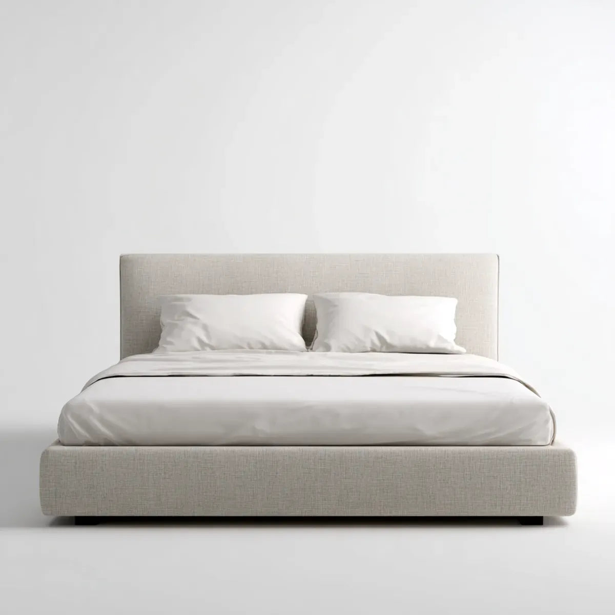 Letto matrimoniale imbottito beige 180 x 200 cm in poliestere rettangolare