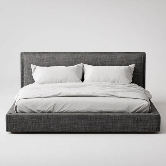 Letto matrimoniale imbottito grigio scuro 160 x 200 cm in poliestere rettangolare