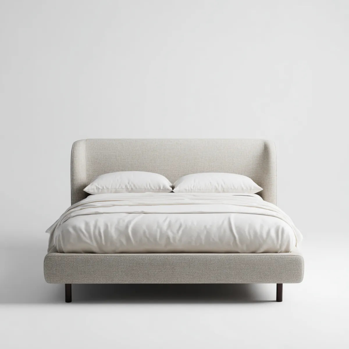 Letto matrimoniale imbottito beige 160 x 200 cm in poliestere rettangolare